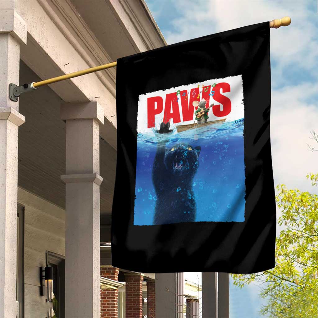 Funny Black Cat Garden Flag PAWS Parody Kitten Mouse Humorous - Wonder Print Shop