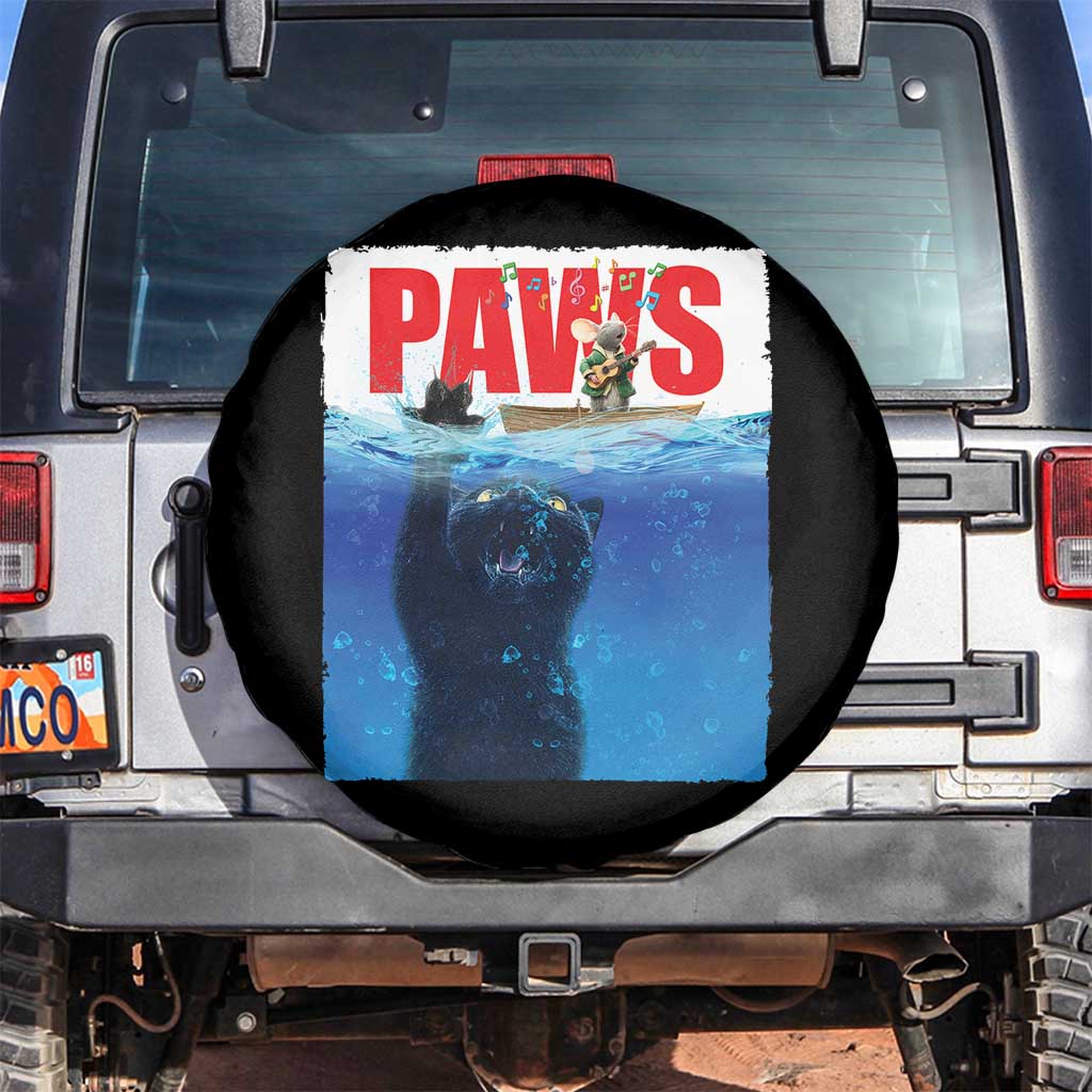 Funny Black Cat Spare Tire Cover PAWS Parody Kitten Mouse Humorous - Wonder Print Shop