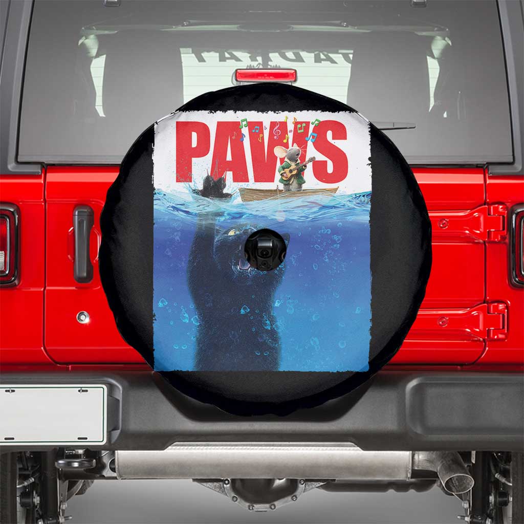Funny Black Cat Spare Tire Cover PAWS Parody Kitten Mouse Humorous - Wonder Print Shop