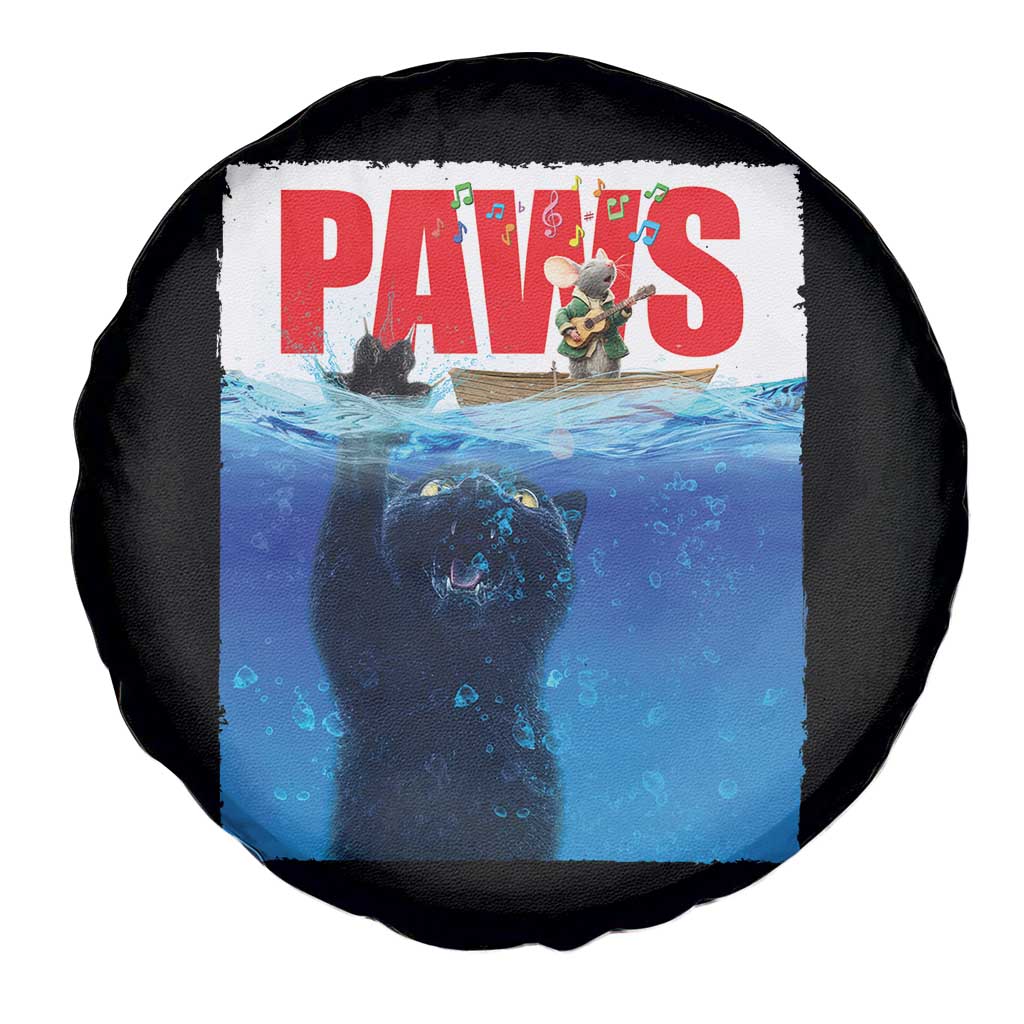 Funny Black Cat Spare Tire Cover PAWS Parody Kitten Mouse Humorous - Wonder Print Shop