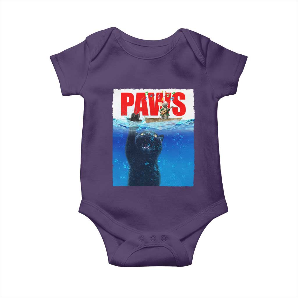 Funny Black Cat Baby Onesie PAWS Parody Kitten Mouse Humorous - Wonder Print Shop