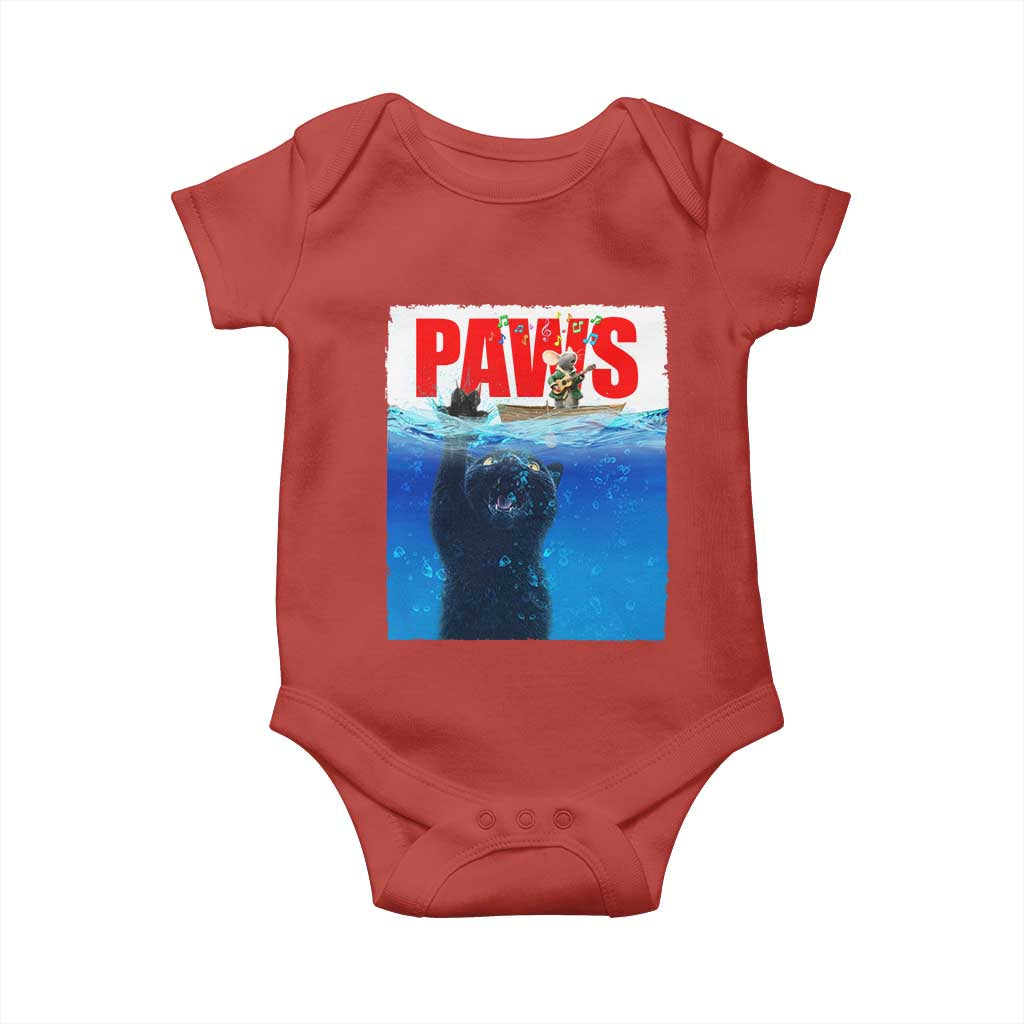 Funny Black Cat Baby Onesie PAWS Parody Kitten Mouse Humorous - Wonder Print Shop