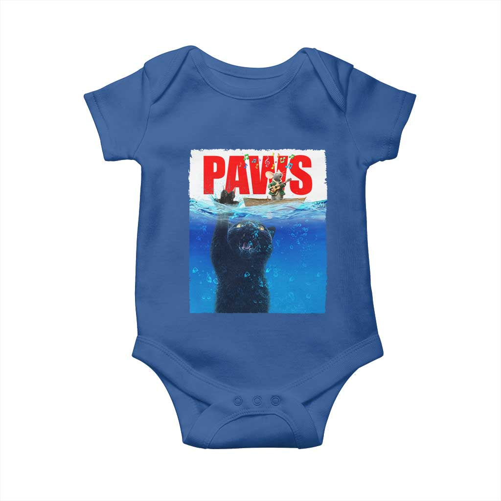 Funny Black Cat Baby Onesie PAWS Parody Kitten Mouse Humorous - Wonder Print Shop