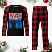Funny Black Cat Plaid Pajama Set PAWS Parody Kitten Mouse Humorous - Wonder Print Shop