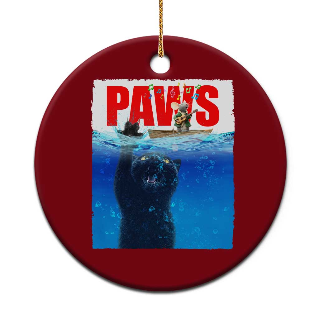 Funny Black Cat Ceramic Ornament PAWS Parody Kitten Mouse Humorous - Wonder Print Shop