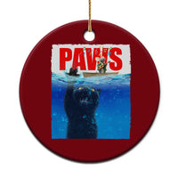 Funny Black Cat Ceramic Ornament PAWS Parody Kitten Mouse Humorous - Wonder Print Shop