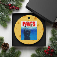 Funny Black Cat Ceramic Ornament PAWS Parody Kitten Mouse Humorous - Wonder Print Shop