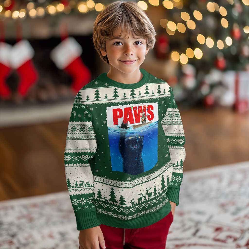 Funny Black Cat Ugly Christmas Sweater PAWS Parody Kitten Mouse Humorous - Wonder Print Shop