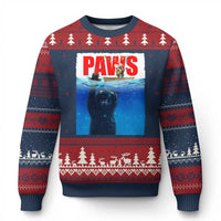 Funny Black Cat Ugly Christmas Sweater PAWS Parody Kitten Mouse Humorous - Wonder Print Shop