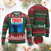 Funny Black Cat Ugly Christmas Sweater PAWS Parody Kitten Mouse Humorous - Wonder Print Shop