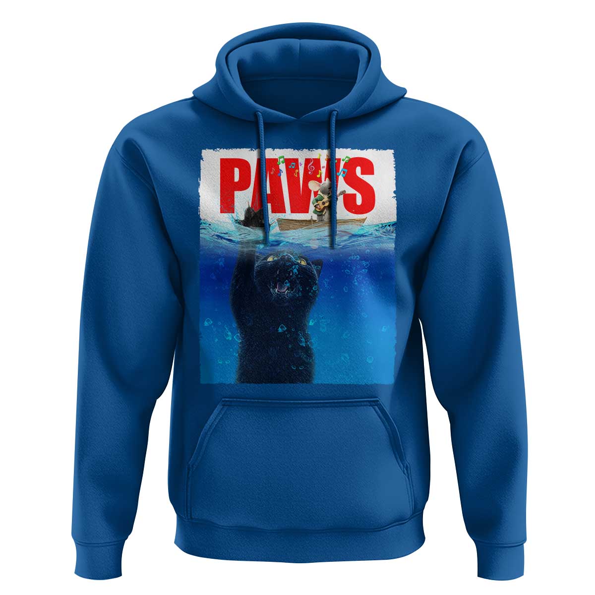 Funny Black Cat Hoodie PAWS Parody Kitten Mouse Humorous - Wonder Print Shop