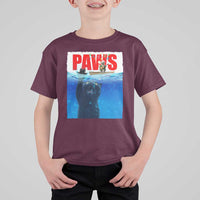 Funny Black Cat T Shirt For Kid PAWS Parody Kitten Mouse Humorous - Wonder Print Shop