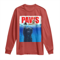 Funny Black Cat Long Sleeve Shirt PAWS Parody Kitten Mouse Humorous - Wonder Print Shop