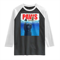 Funny Black Cat Raglan Shirt PAWS Parody Kitten Mouse Humorous - Wonder Print Shop