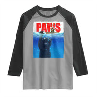 Funny Black Cat Raglan Shirt PAWS Parody Kitten Mouse Humorous - Wonder Print Shop