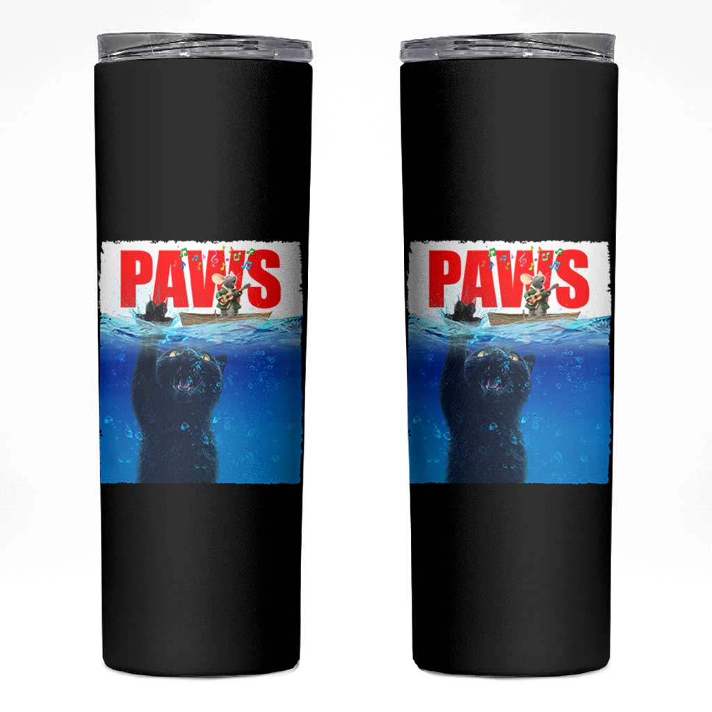 Funny Black Cat Skinny Tumbler PAWS Parody Kitten Mouse Humorous - Wonder Print Shop