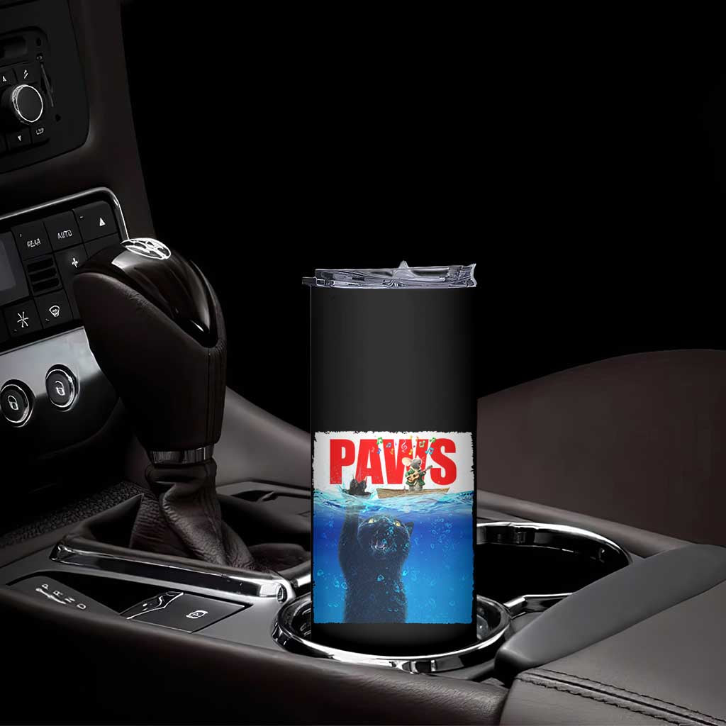 Funny Black Cat Skinny Tumbler PAWS Parody Kitten Mouse Humorous - Wonder Print Shop