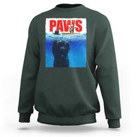 Funny Black Cat Sweatshirt PAWS Parody Kitten Mouse Humorous - Wonder Print Shop