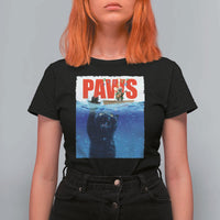 Funny Black Cat T Shirt For Women PAWS Parody Kitten Mouse Humorous - Wonder Print Shop