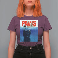 Funny Black Cat T Shirt For Women PAWS Parody Kitten Mouse Humorous - Wonder Print Shop