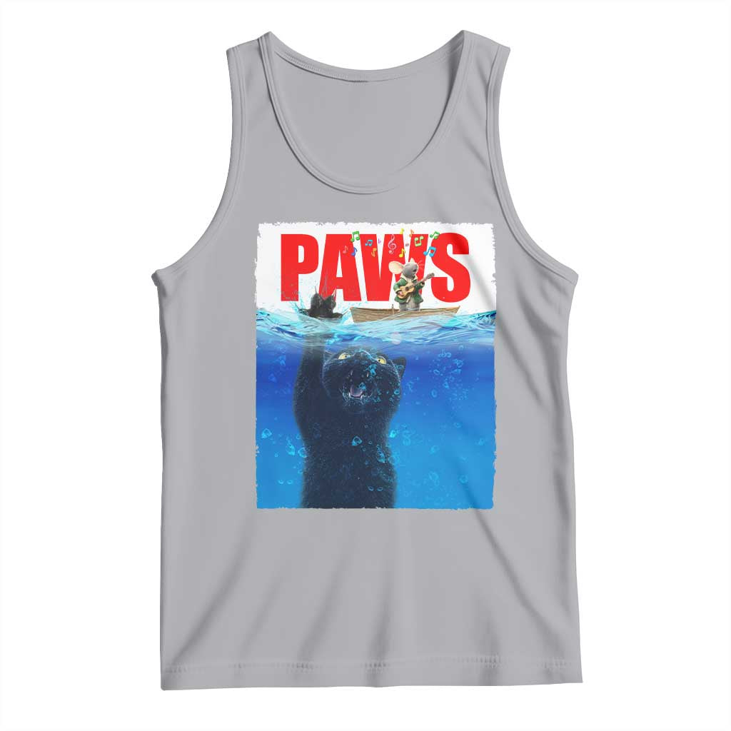 Funny Black Cat Tank Top PAWS Parody Kitten Mouse Humorous - Wonder Print Shop