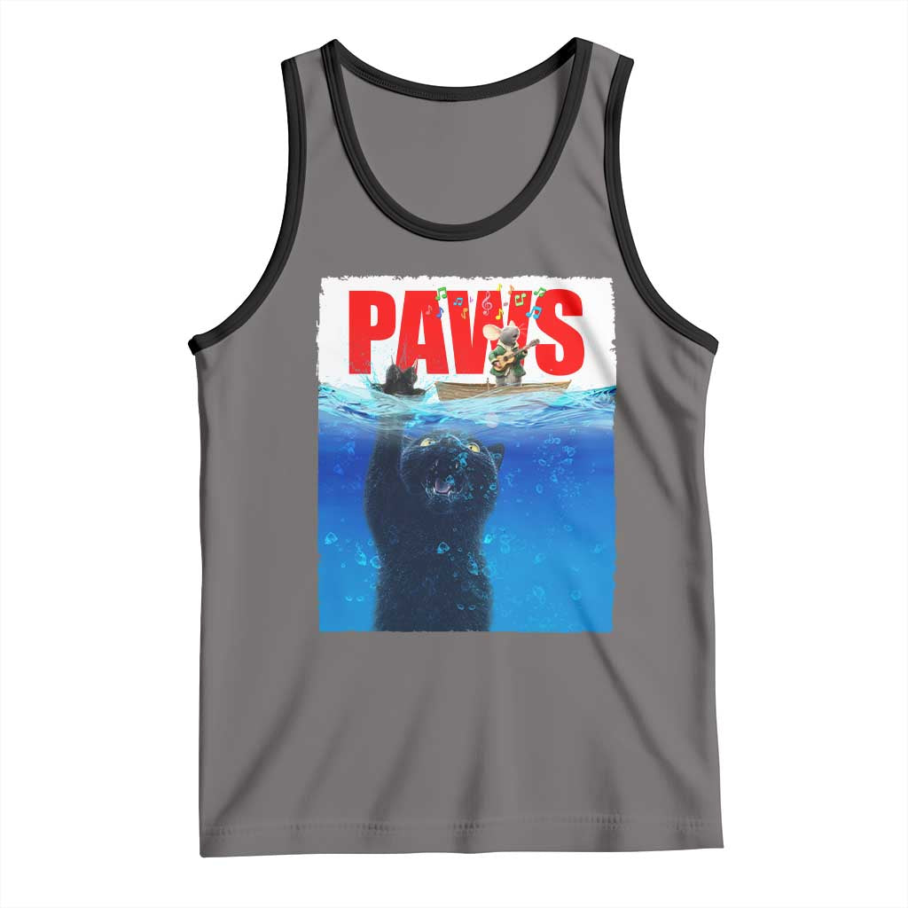 Funny Black Cat Tank Top PAWS Parody Kitten Mouse Humorous - Wonder Print Shop