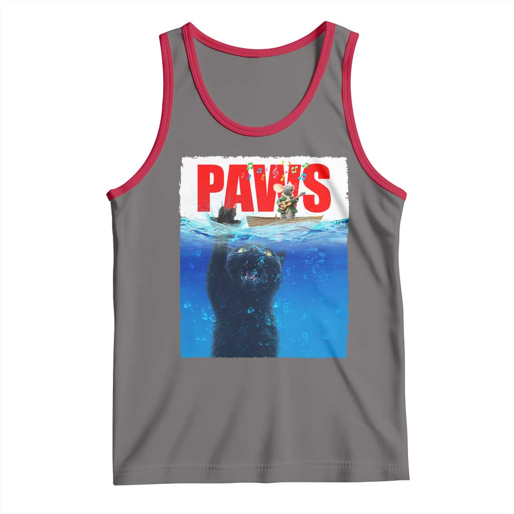Funny Black Cat Tank Top PAWS Parody Kitten Mouse Humorous - Wonder Print Shop