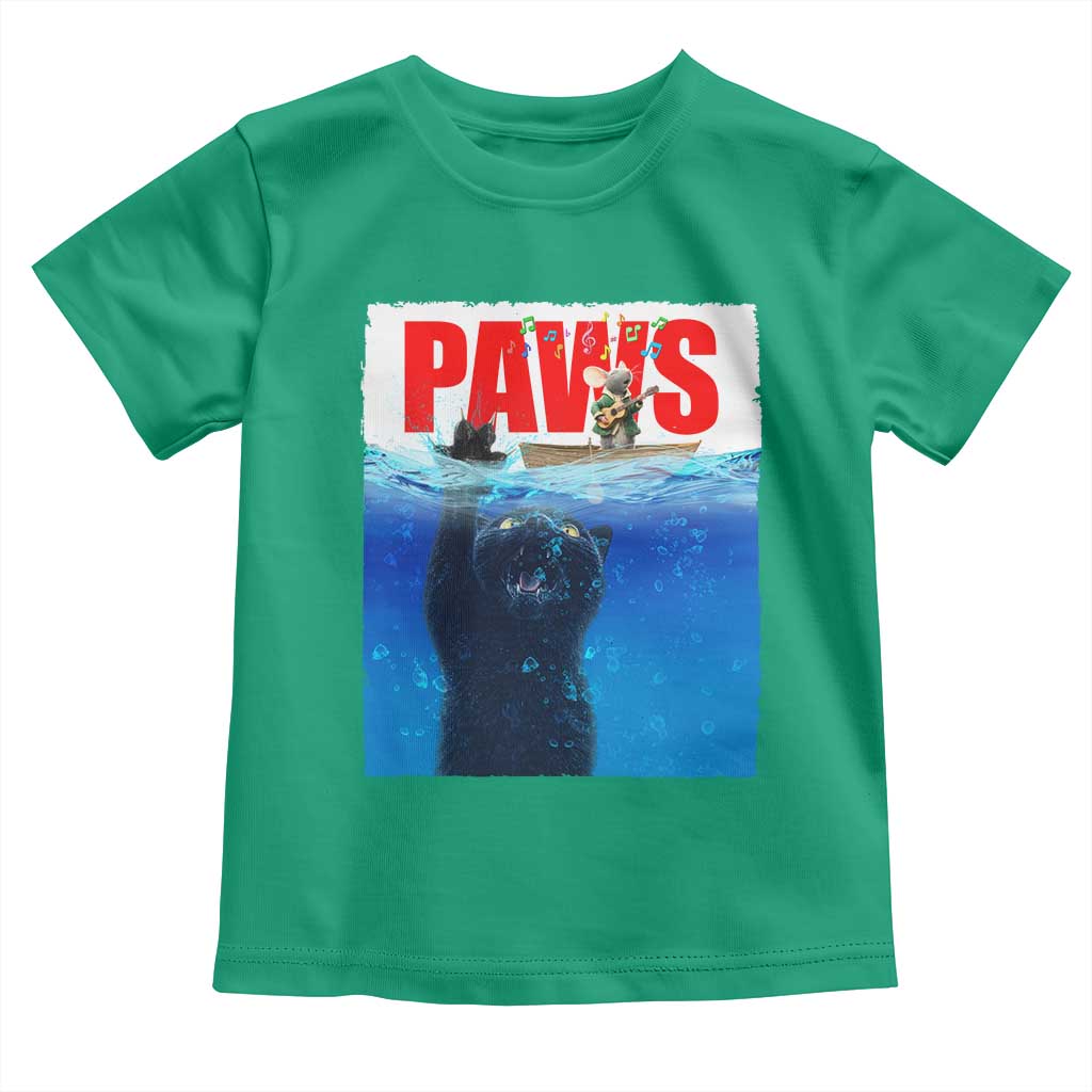 Funny Black Cat Toddler T Shirt PAWS Parody Kitten Mouse Humorous - Wonder Print Shop