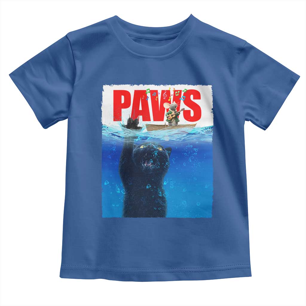 Funny Black Cat Toddler T Shirt PAWS Parody Kitten Mouse Humorous - Wonder Print Shop