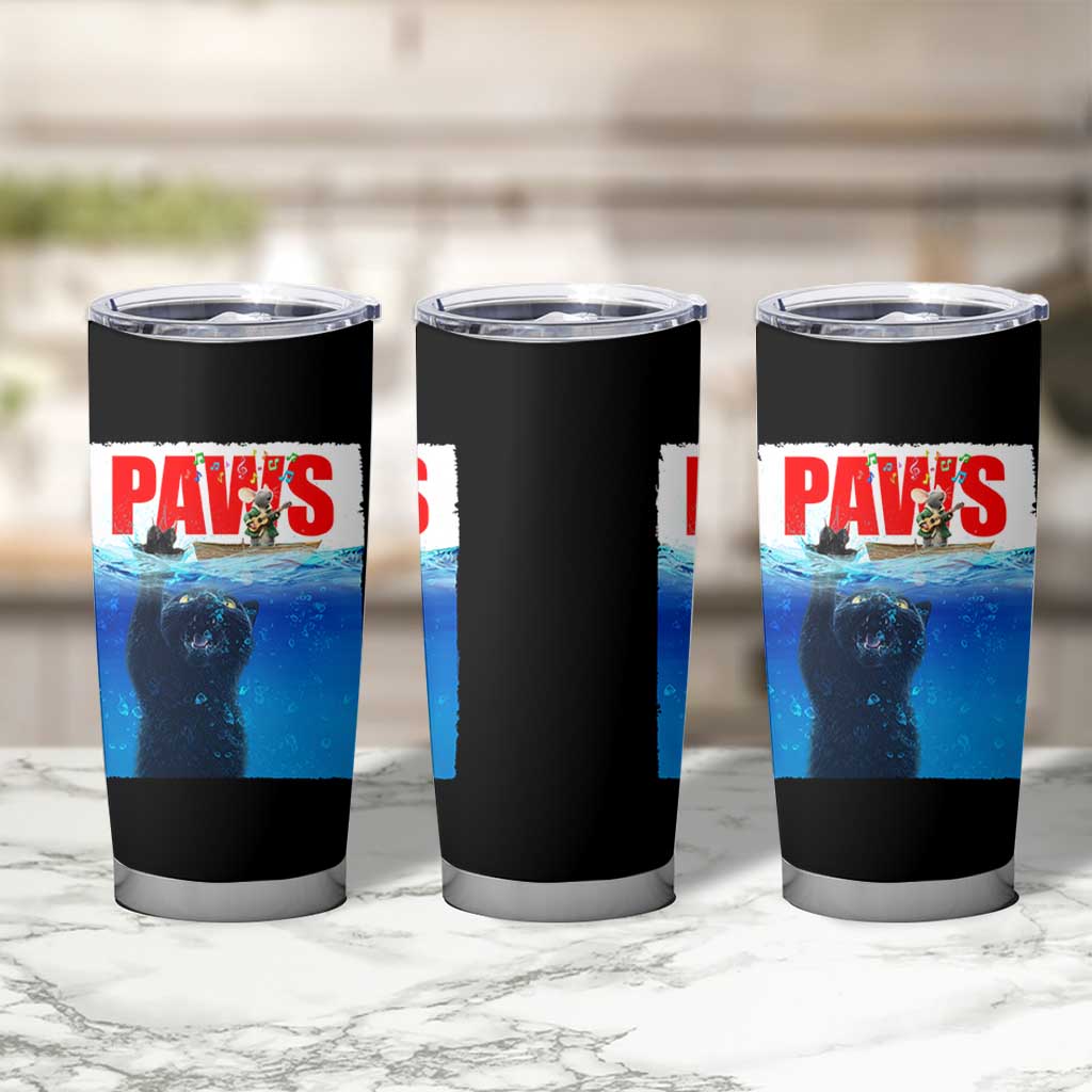 Funny Black Cat Tumbler Cup PAWS Parody Kitten Mouse Humorous - Wonder Print Shop