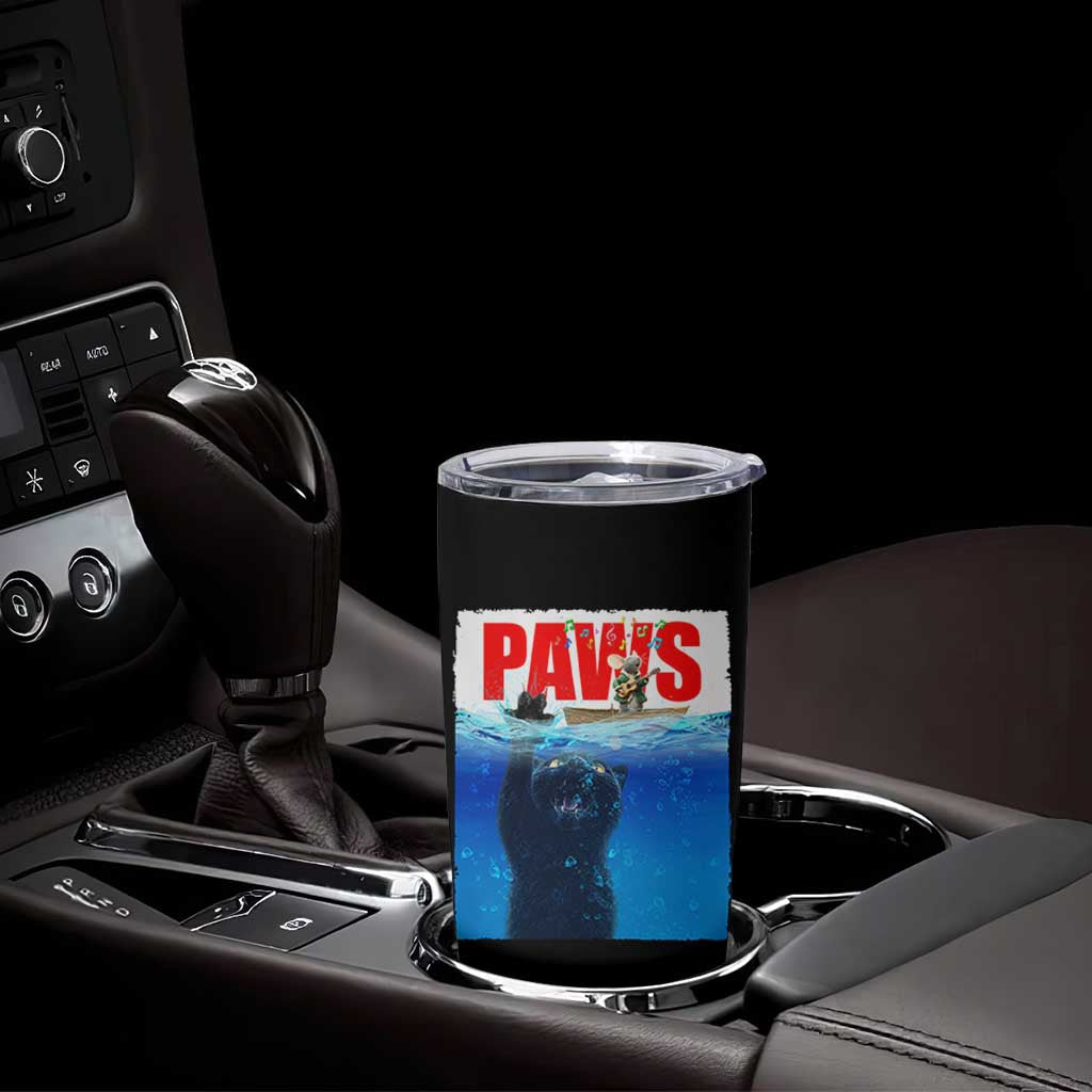 Funny Black Cat Tumbler Cup PAWS Parody Kitten Mouse Humorous - Wonder Print Shop