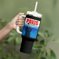 Funny Black Cat Tumbler With Handle PAWS Parody Kitten Mouse Humorous - Wonder Print Shop