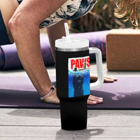 Funny Black Cat Tumbler With Handle PAWS Parody Kitten Mouse Humorous - Wonder Print Shop