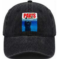 Funny Black Cat Washed Cotton Baseball Cap PAWS Parody Kitten Mouse Humorous