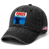 Funny Black Cat Washed Cotton Baseball Cap PAWS Parody Kitten Mouse Humorous