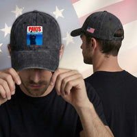 Funny Black Cat Washed Cotton Baseball Cap PAWS Parody Kitten Mouse Humorous