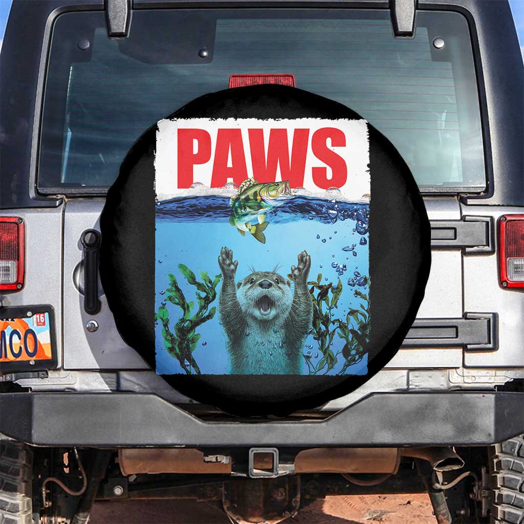 Paws Parody Spare Tire Cover Otter Chasing Bass Fish Ocean - Wonder Print Shop