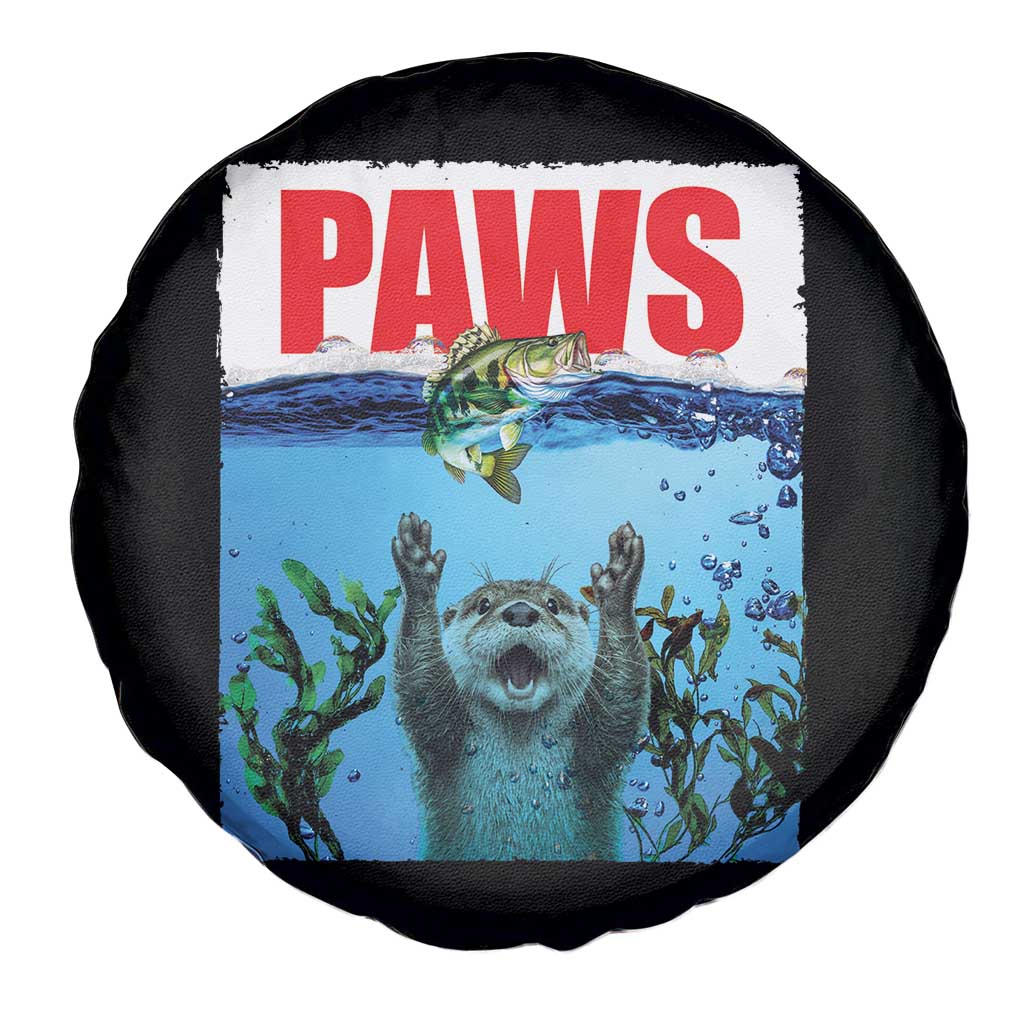 Paws Parody Spare Tire Cover Otter Chasing Bass Fish Ocean - Wonder Print Shop