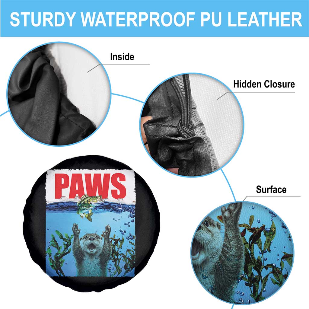 Paws Parody Spare Tire Cover Otter Chasing Bass Fish Ocean - Wonder Print Shop