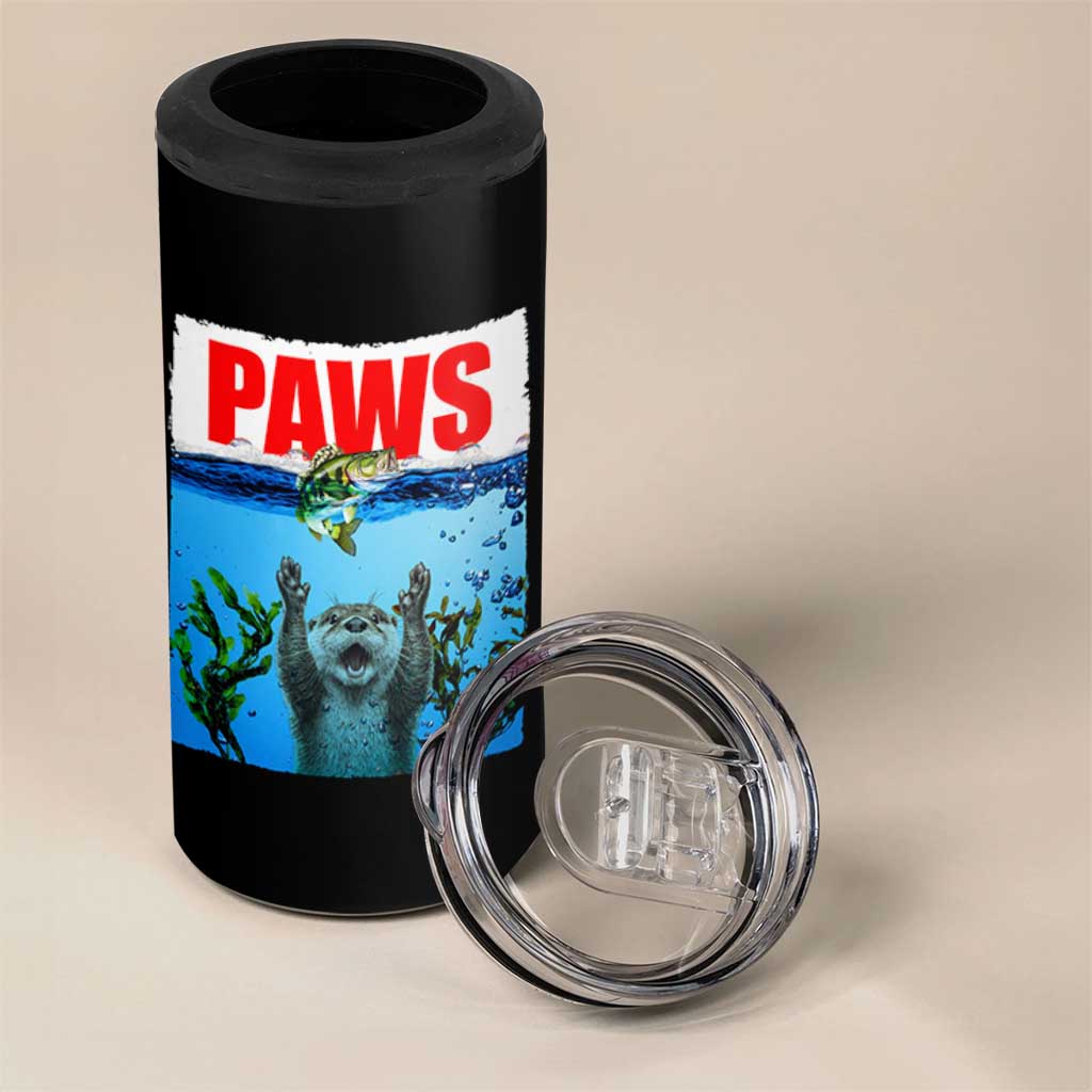 Paws Parody 4 in 1 Can Cooler Tumbler Otter Chasing Bass Fish Ocean