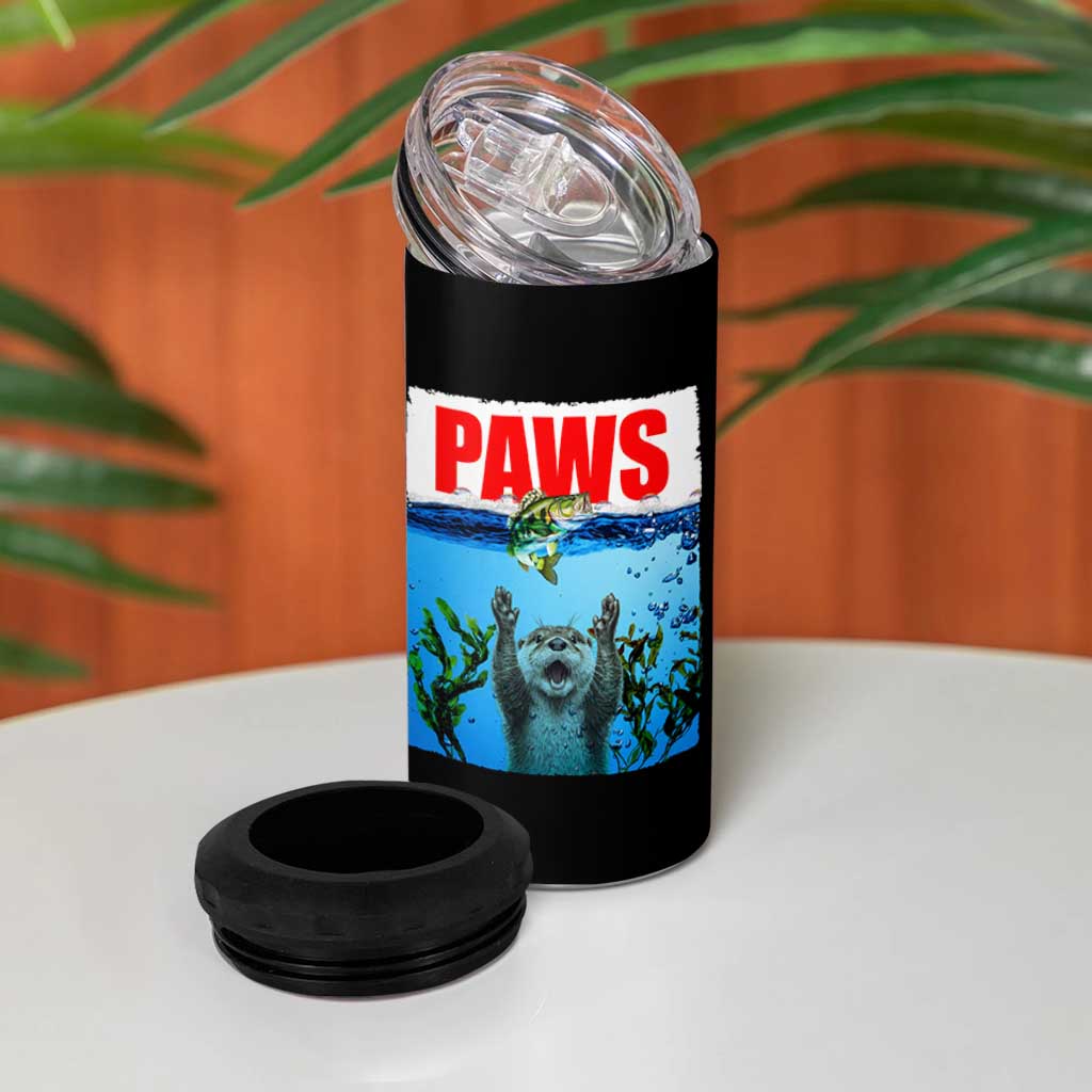 Paws Parody 4 in 1 Can Cooler Tumbler Otter Chasing Bass Fish Ocean
