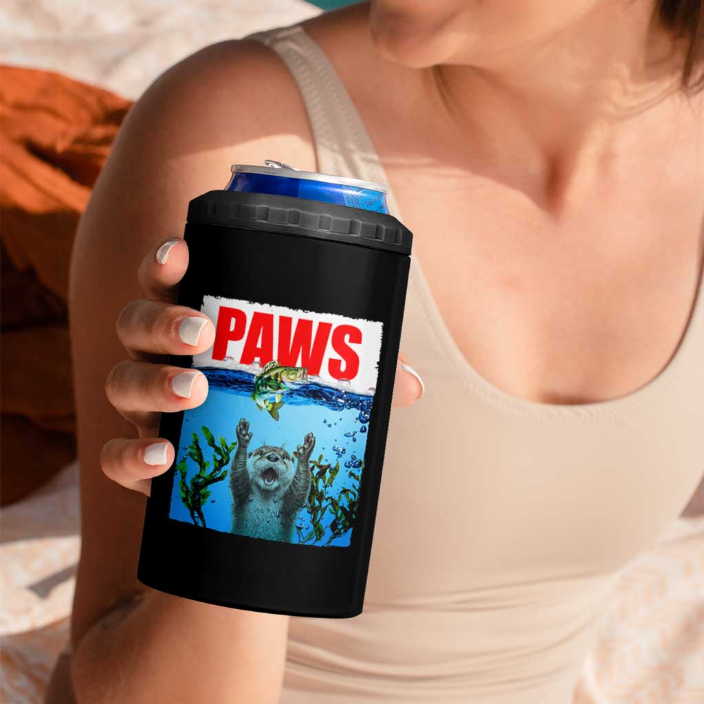 Paws Parody 4 in 1 Can Cooler Tumbler Otter Chasing Bass Fish Ocean