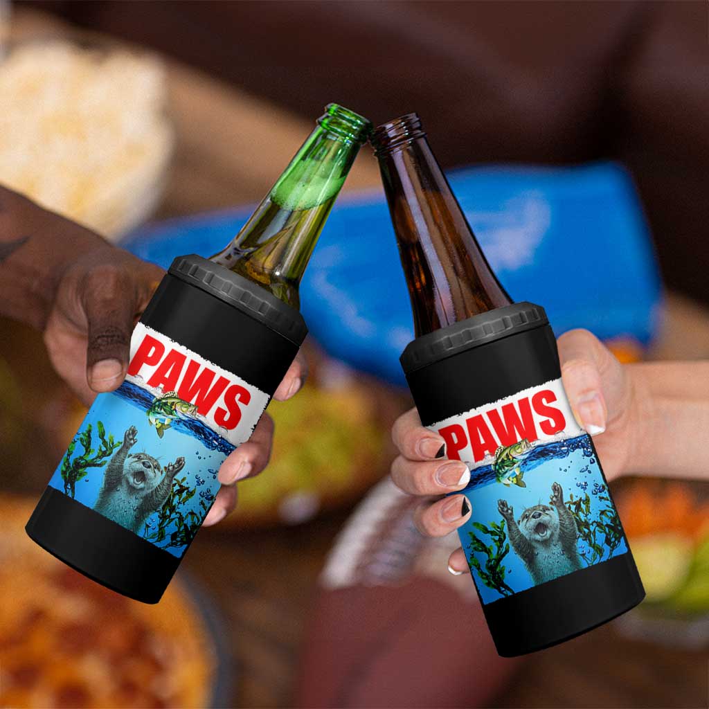 Paws Parody 4 in 1 Can Cooler Tumbler Otter Chasing Bass Fish Ocean