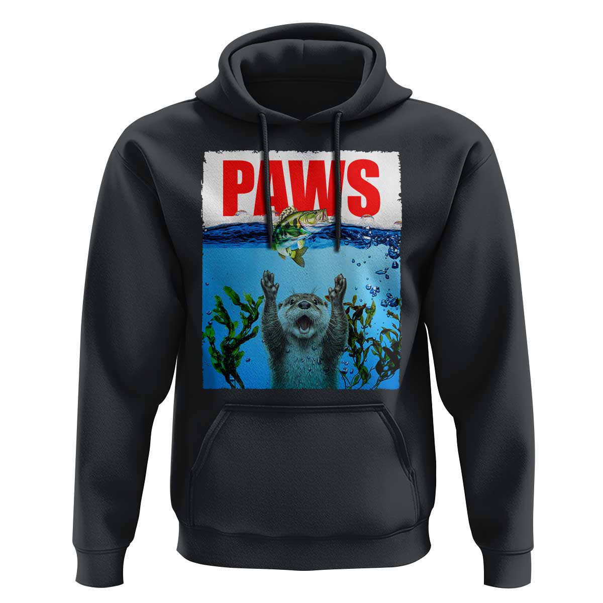 Paws Parody Hoodie Otter Chasing Bass Fish Ocean - Wonder Print Shop