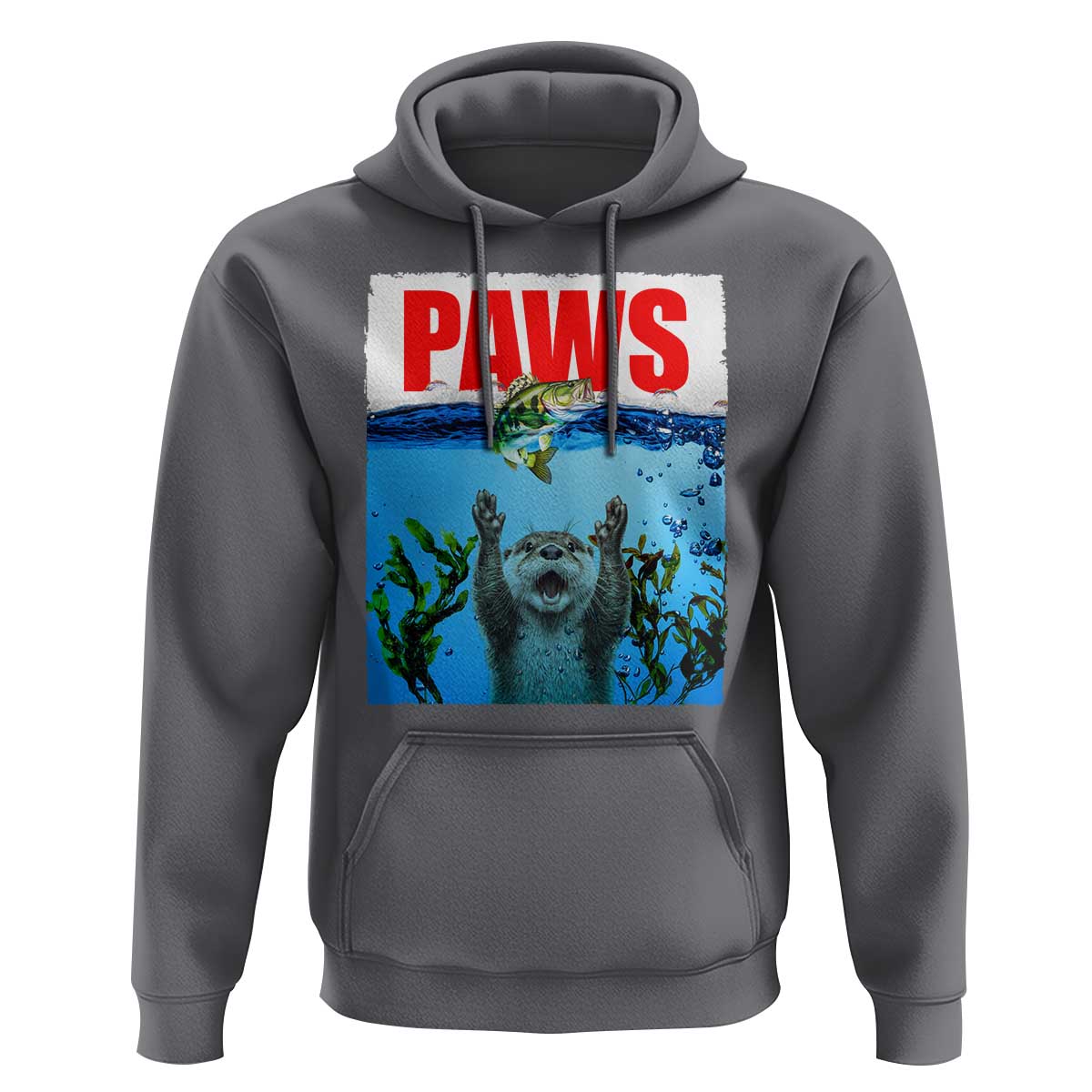 Paws Parody Hoodie Otter Chasing Bass Fish Ocean - Wonder Print Shop