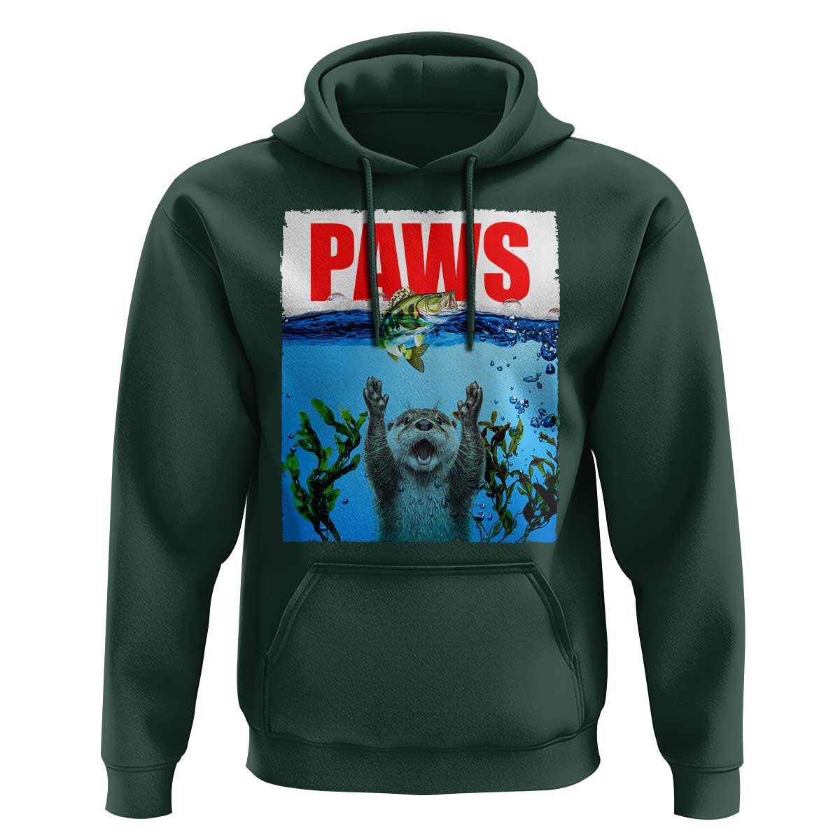 Paws Parody Hoodie Otter Chasing Bass Fish Ocean - Wonder Print Shop