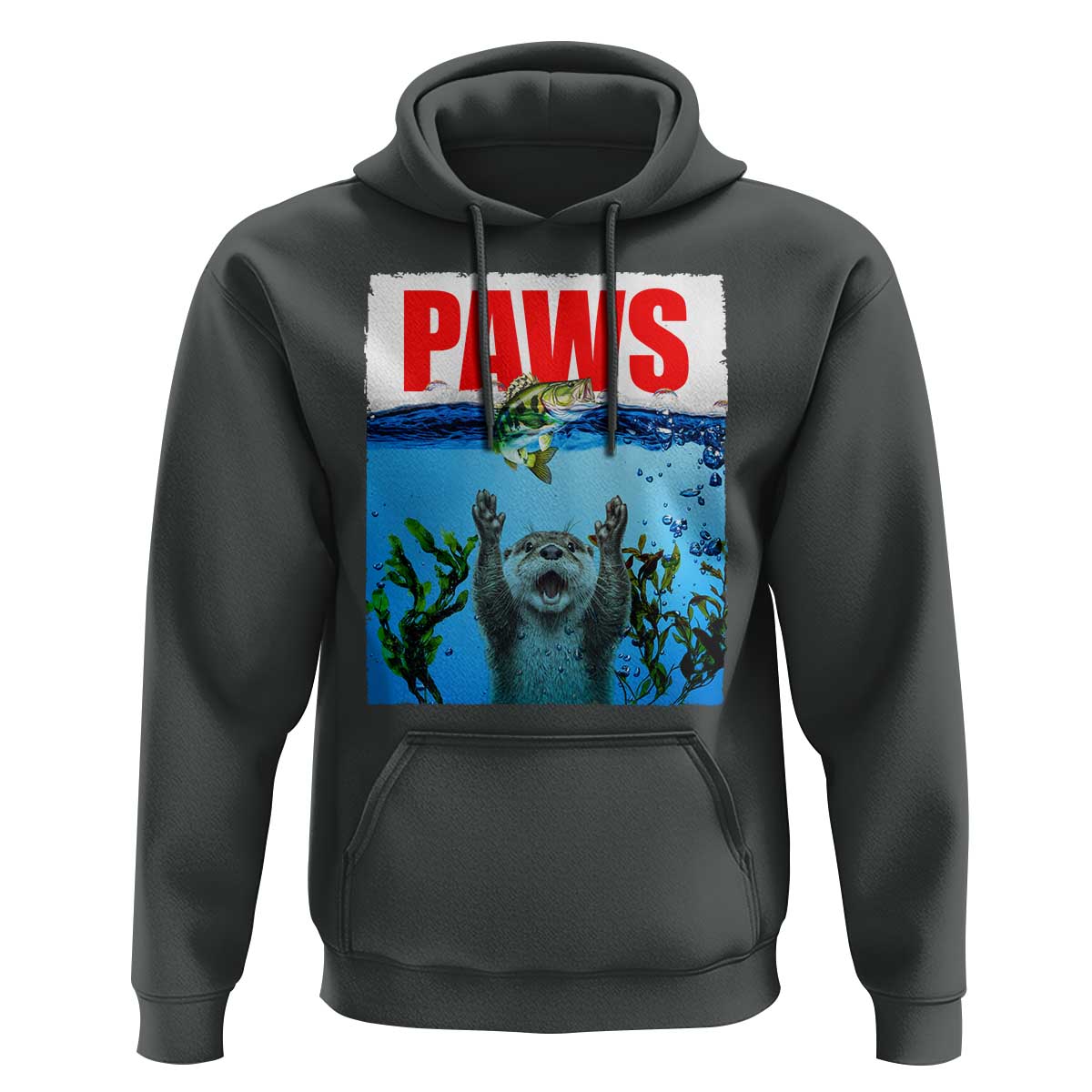 Paws Parody Hoodie Otter Chasing Bass Fish Ocean - Wonder Print Shop