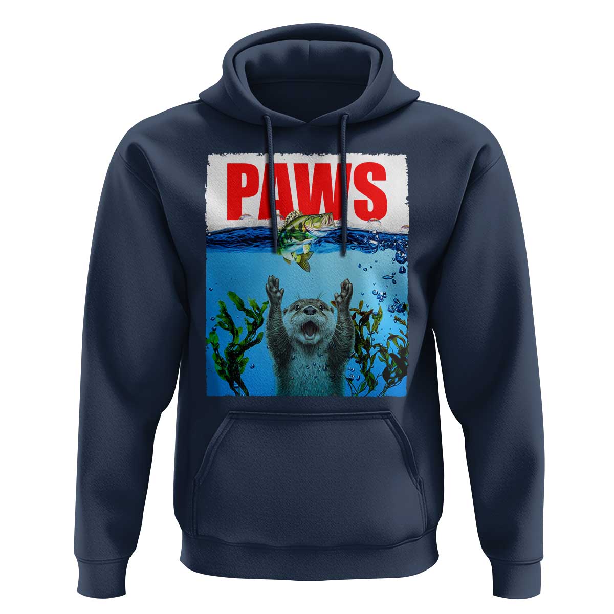 Paws Parody Hoodie Otter Chasing Bass Fish Ocean - Wonder Print Shop