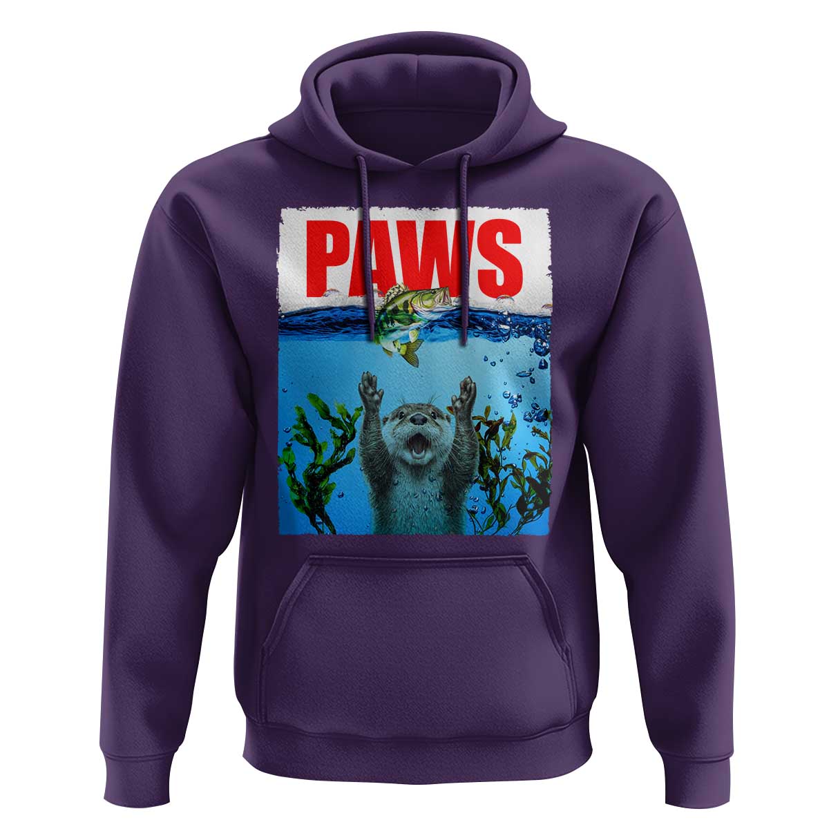 Paws Parody Hoodie Otter Chasing Bass Fish Ocean - Wonder Print Shop