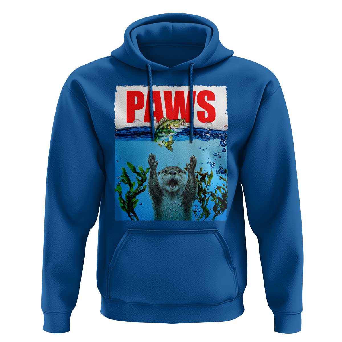 Paws Parody Hoodie Otter Chasing Bass Fish Ocean - Wonder Print Shop